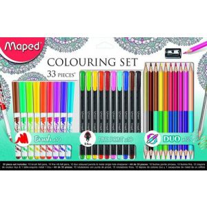 Zestaw Maped Colouring Set pisaki + cienkopisy + kredki + temperówka, 33 elementy